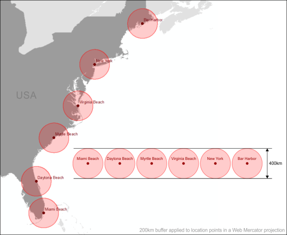Web Mercator Buffers