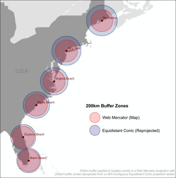 Equidistant Buffers Reprojected